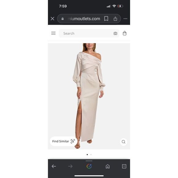 Theia Cream Bishop Sleeve Column Gown Size 12 - Picture 1 of 10